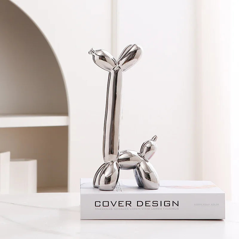 Modern Luxury Ceramic Balloon Dog Sculpture Tabletop Ornament for Home Decor
