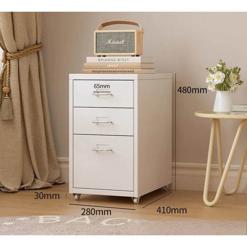 Narrow Metal Drawer Storage Cabinet Bedside Table with Silent Slides