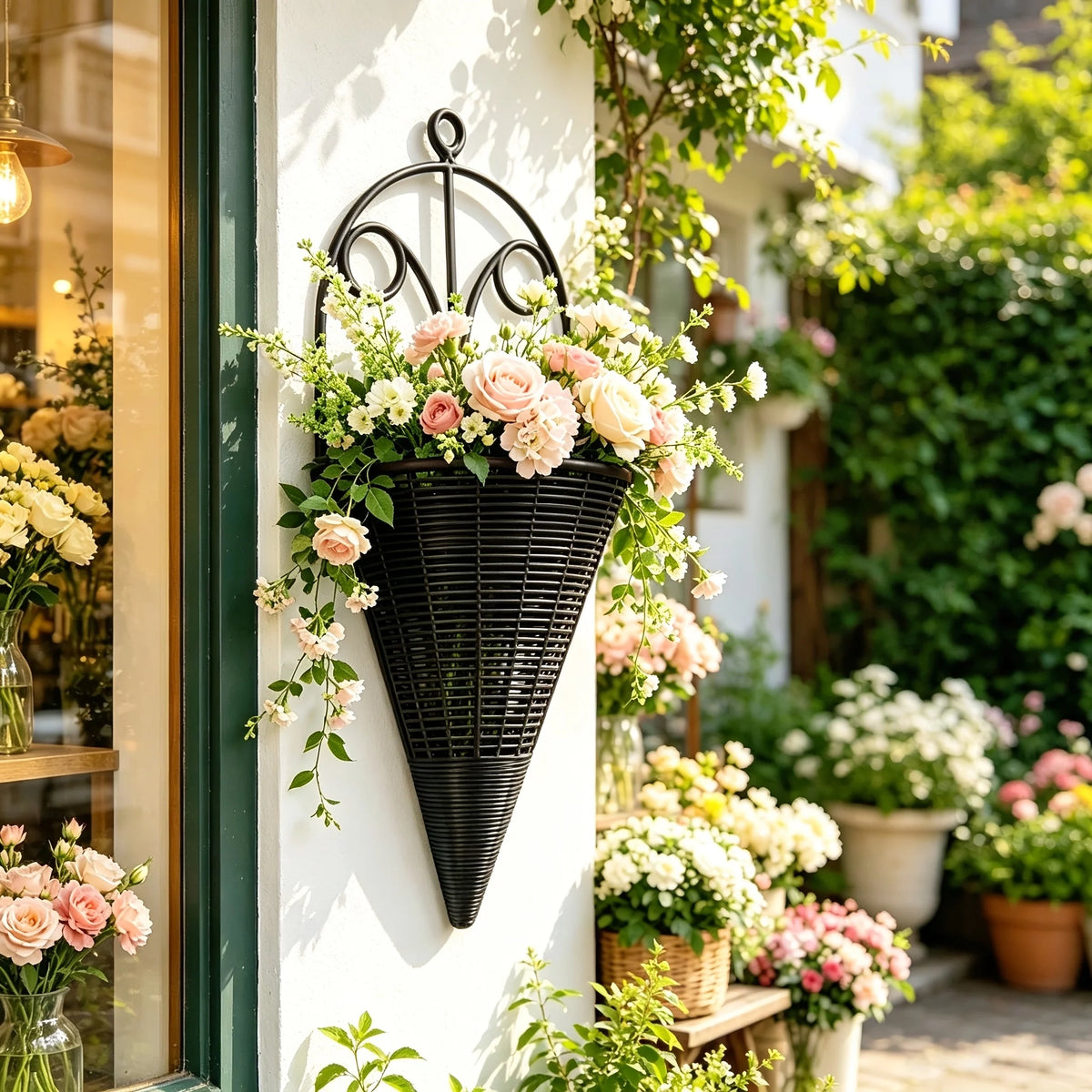 Modern Wall Hanging Flower Basket Planter Rack for Home Decor