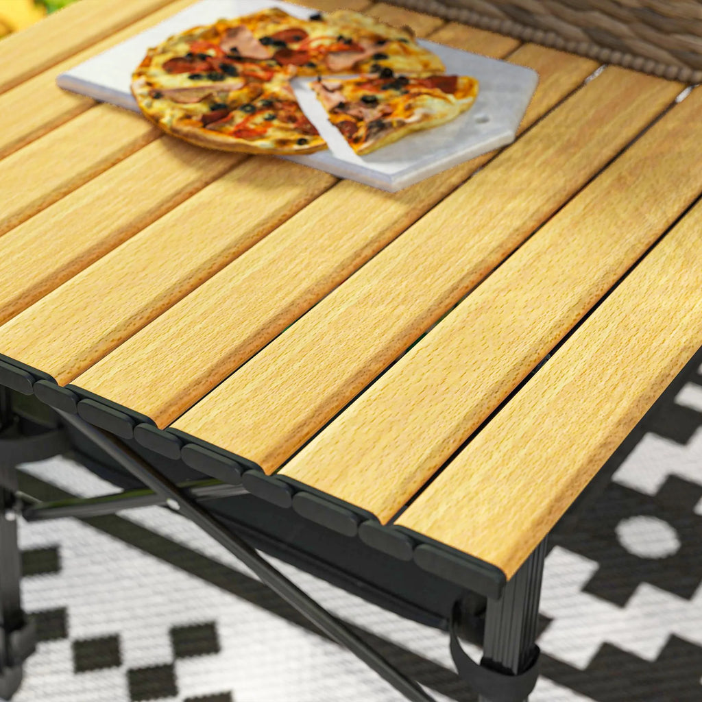 Height Adjustable Folding Camping Table with Storage Basket Portable Aluminum Outdoor Table 90 cm x 55 cm
