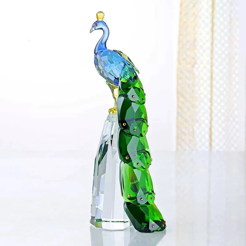Modern Crystal Peacock Sculpture Tabletop Figurine for Home Decor