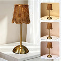 Bohemian Woven Rattan Art Table Lamp Touch Control USB Dimmable