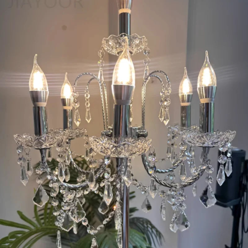 Luxury Crystal Floor Lamp with LED Bulbs for Living Room Bedroom