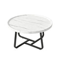 50 cm Minimalist Round Side Table Small Coffee Tea End Table with Metal Frame for Living Room Bedroom Decor