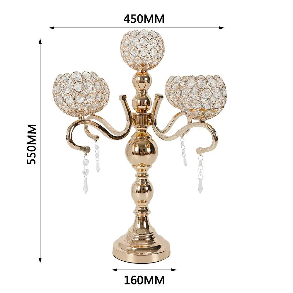 Modern Luxury 5-Arm Crystal Candle Holder Tabletop Ornament for Home Decor