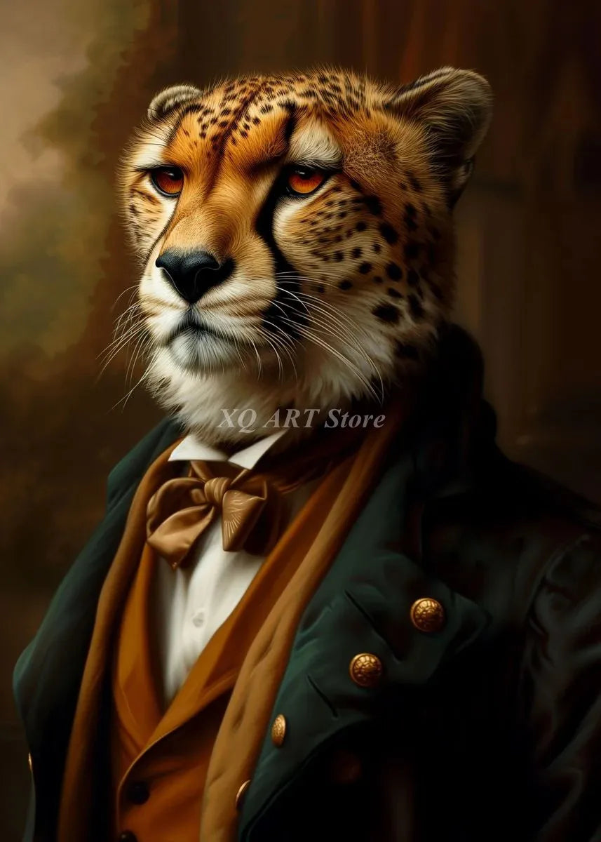 Vintage Victorian Renaissance Animal Portrait Canvas Wall Art Painting for Living Room