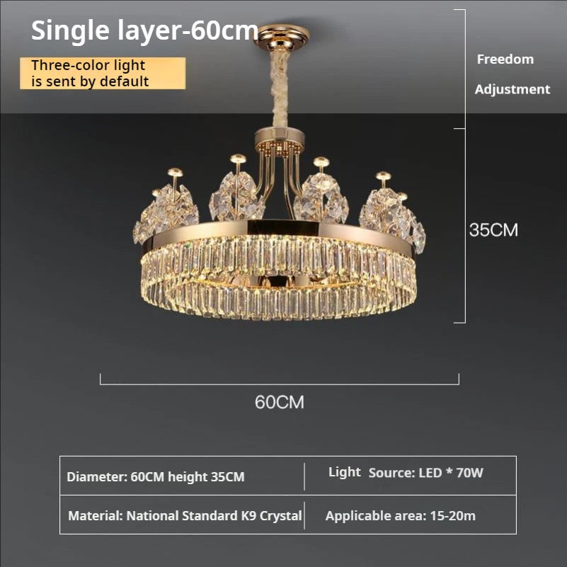 Postmodern Double-Layer Crystal LED Pendant Light for Living Room Villa