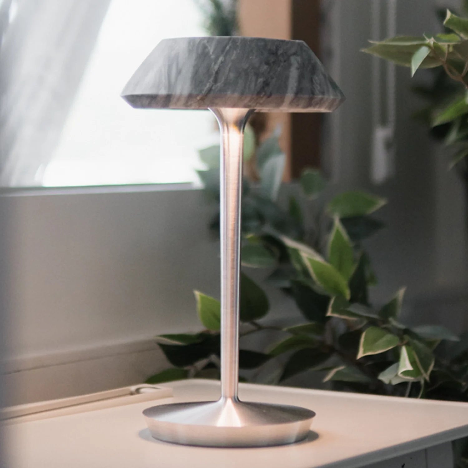 Luxury Glass Marble Rechargeable Table Lamp Touch Control