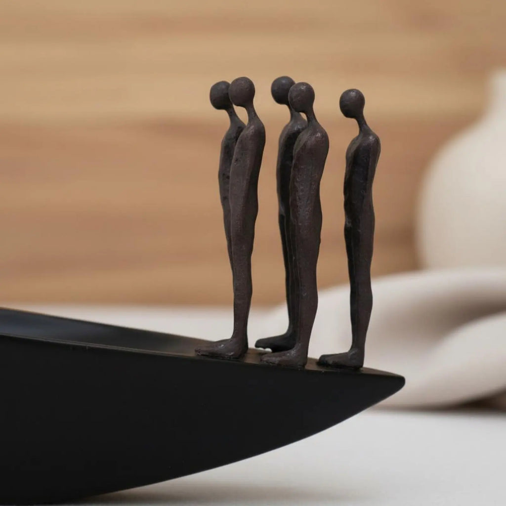 Modern Resin Sailboat Boatman Sculpture Tabletop Ornament for Home Decor