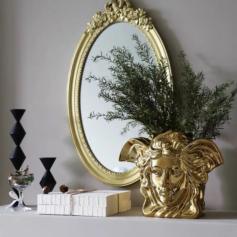 Modern Luxury Electroplating Ceramic Flower Vase Tabletop Ornament for Home Decor