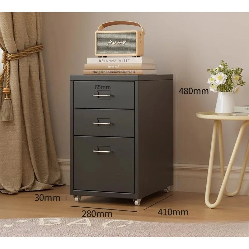 Narrow Metal Drawer Storage Cabinet Bedside Table with Silent Slides