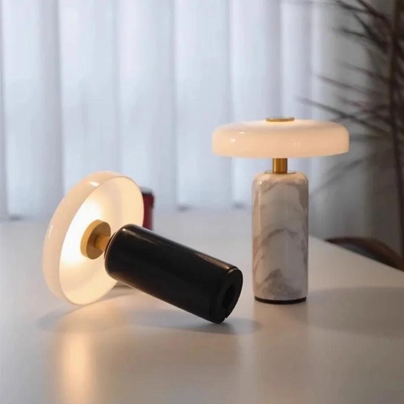 Rechargeable Marble Desk Lamp with Touch Control for Bedroom Study Living Room