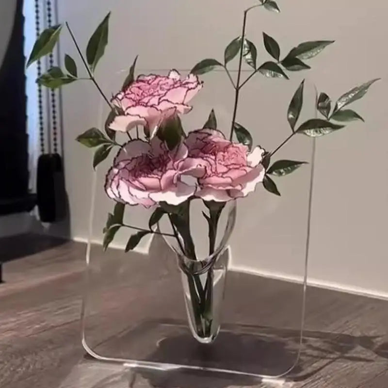 Modern Acrylic Photo Frame Flower Vase for Home Decor