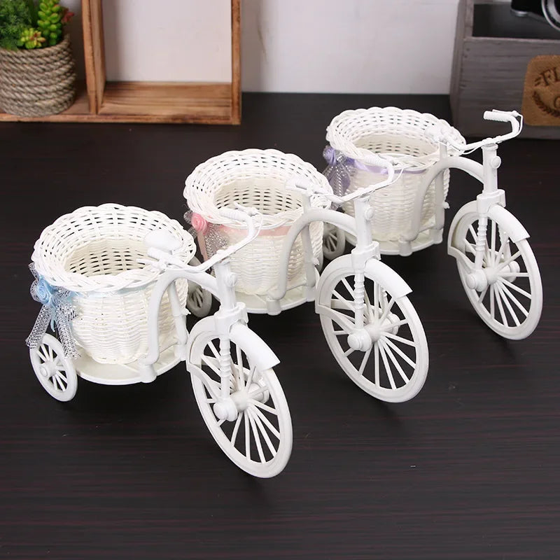 Creative Tricycle Flower Basket Tabletop Ornament for Home Decor