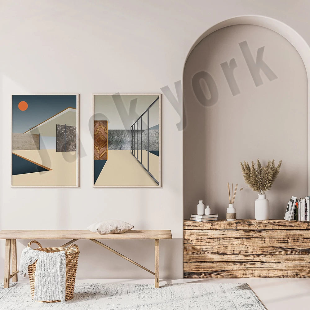 Modern Architecture Canvas Wall Art Print for Living Room