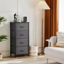 94cm Bedroom Dresser with 4 Fabric Drawers Steel Frame Storage Cabinet