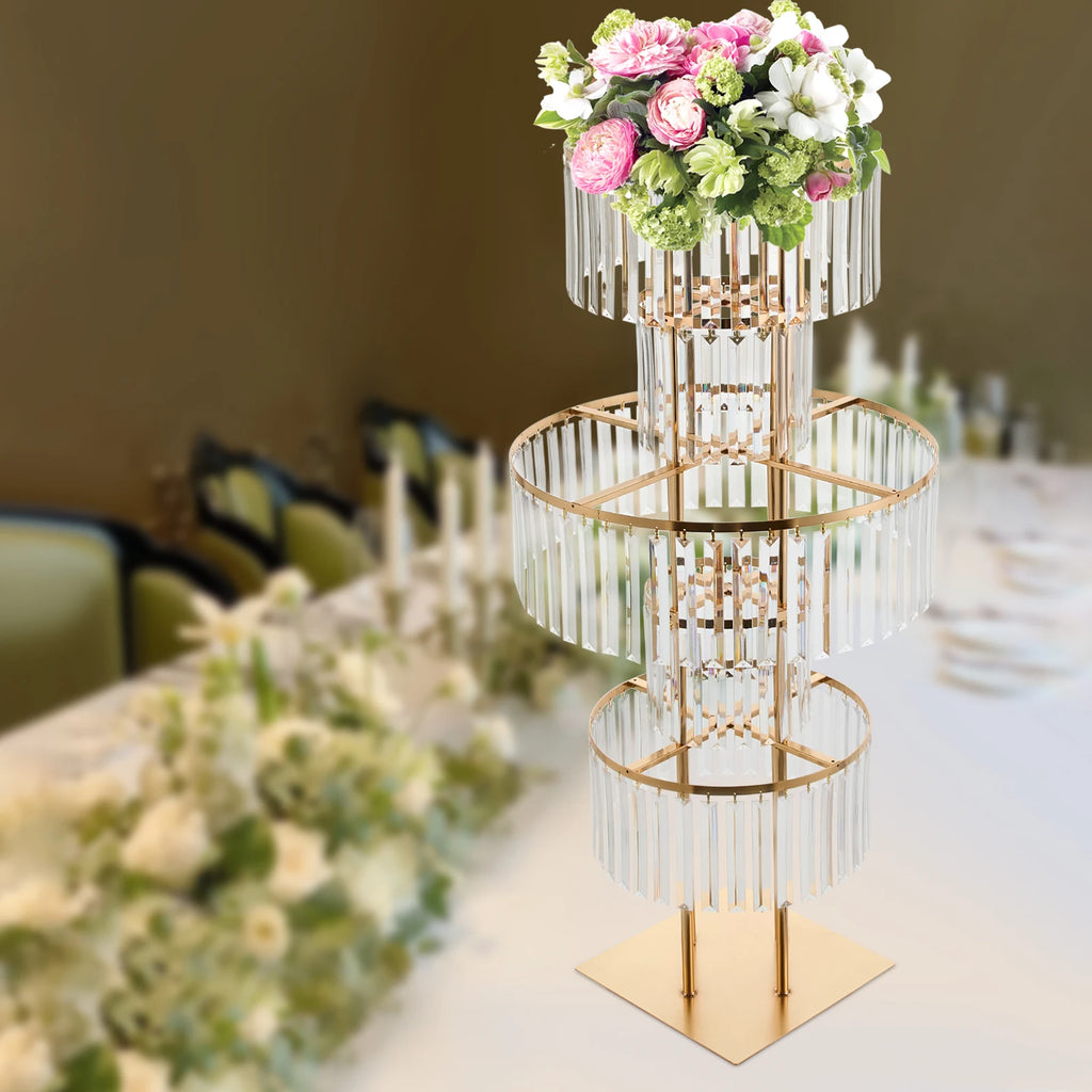 Modern Luxury 5-Tier Acrylic Flower Stand Tabletop Ornament for Wedding Decor
