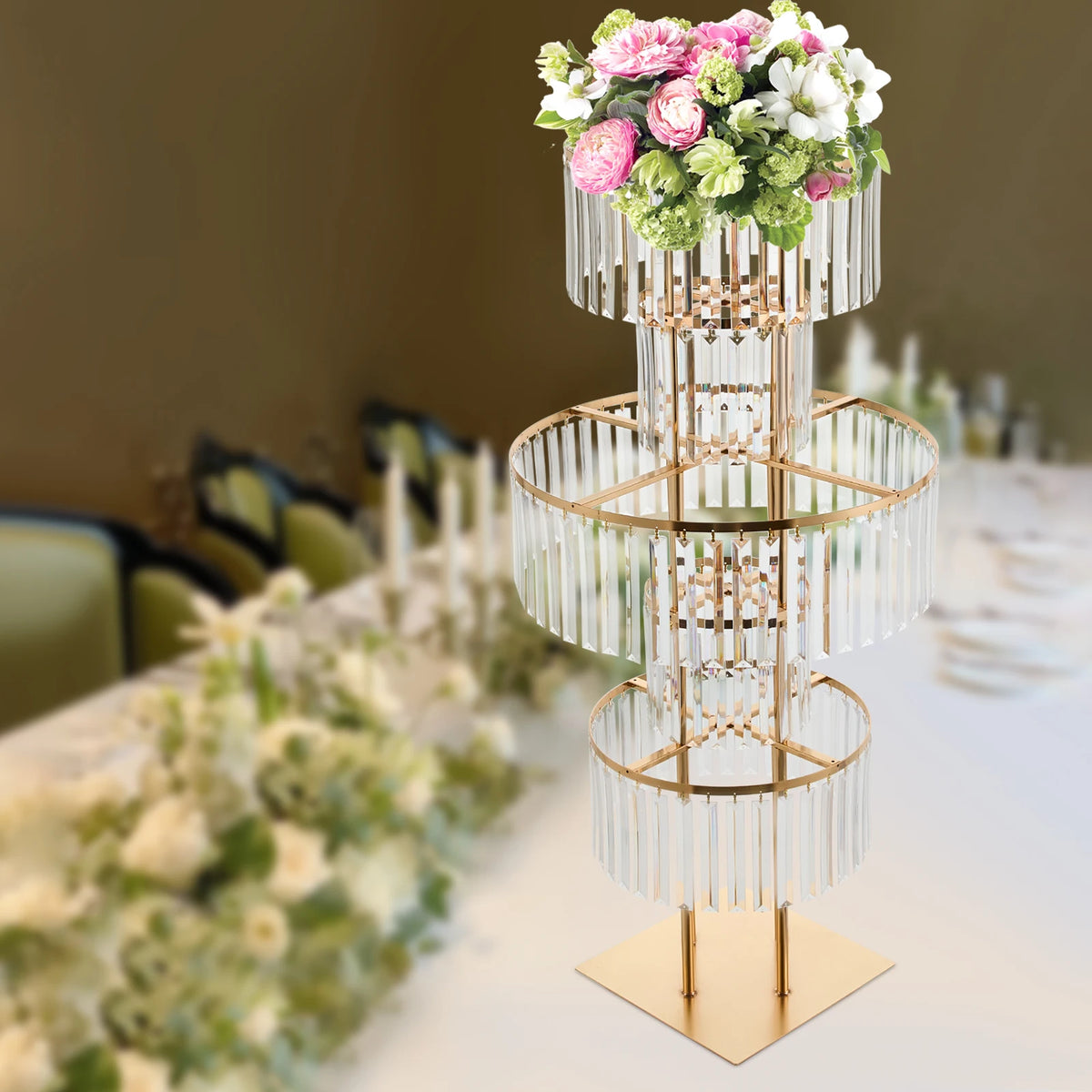Modern Luxury 5-Tier Acrylic Flower Stand Tabletop Ornament for Wedding Decor