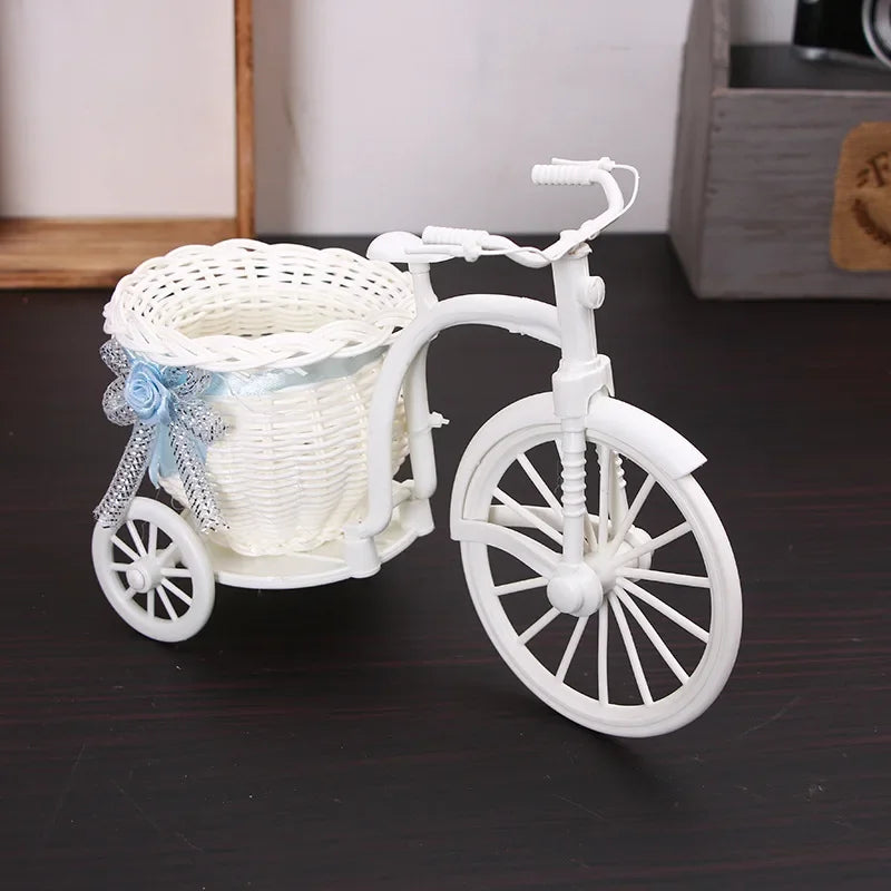 Creative Tricycle Flower Basket Tabletop Ornament for Home Decor
