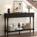 43-Inch Narrow Console Table with Drawers and Shelf Solid Wood Legs Entryway Behind Couch Furniture