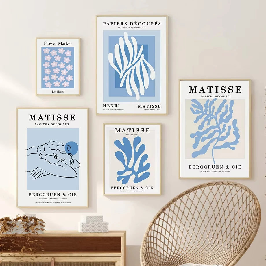 Abstract Matisse Coral Leaf Canvas Painting Poster for Home Decor