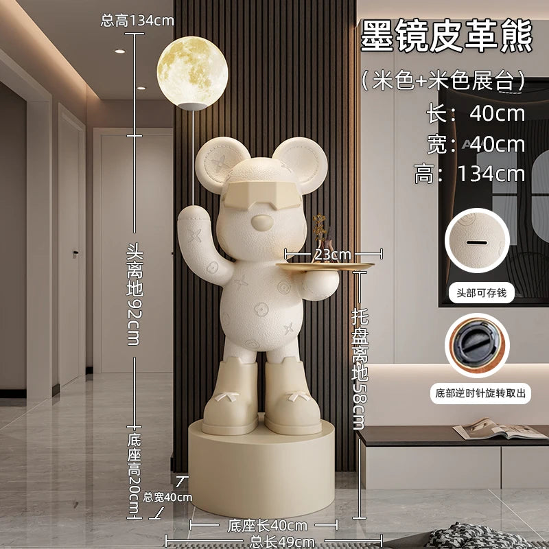 Nordic Resin Bear Floor Statue Figurine for Living Room Decor