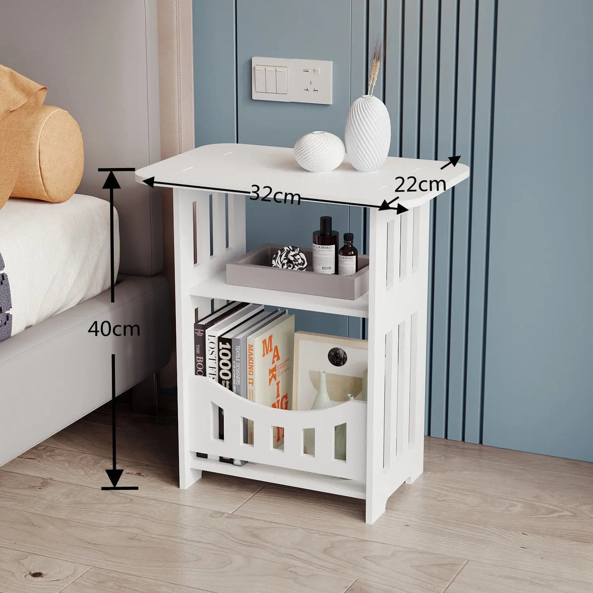 Modern Nordic Rectangle Storage Coffee Table Nightstand for Living Room Bedroom
