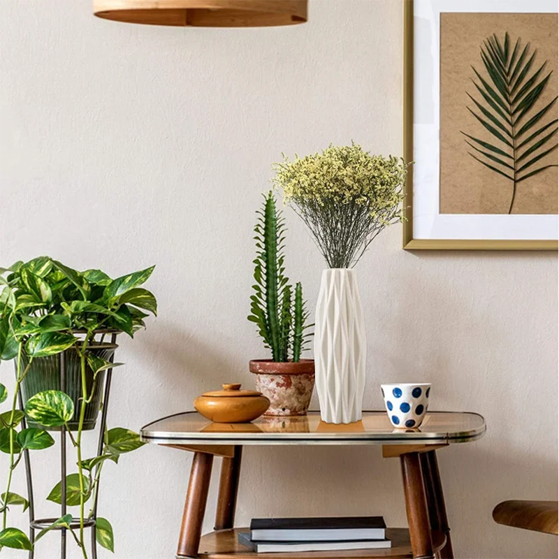 Modern Geometric Plastic Flower Vase for Tabletop Decor