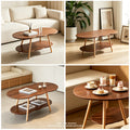 2-Tier Modern Coffee Table with Cloud-Shaped Tabletop and Bottom Shelf, 30 kg Capacity, Sturdy Density Board for Living Room Office, Black Walnut