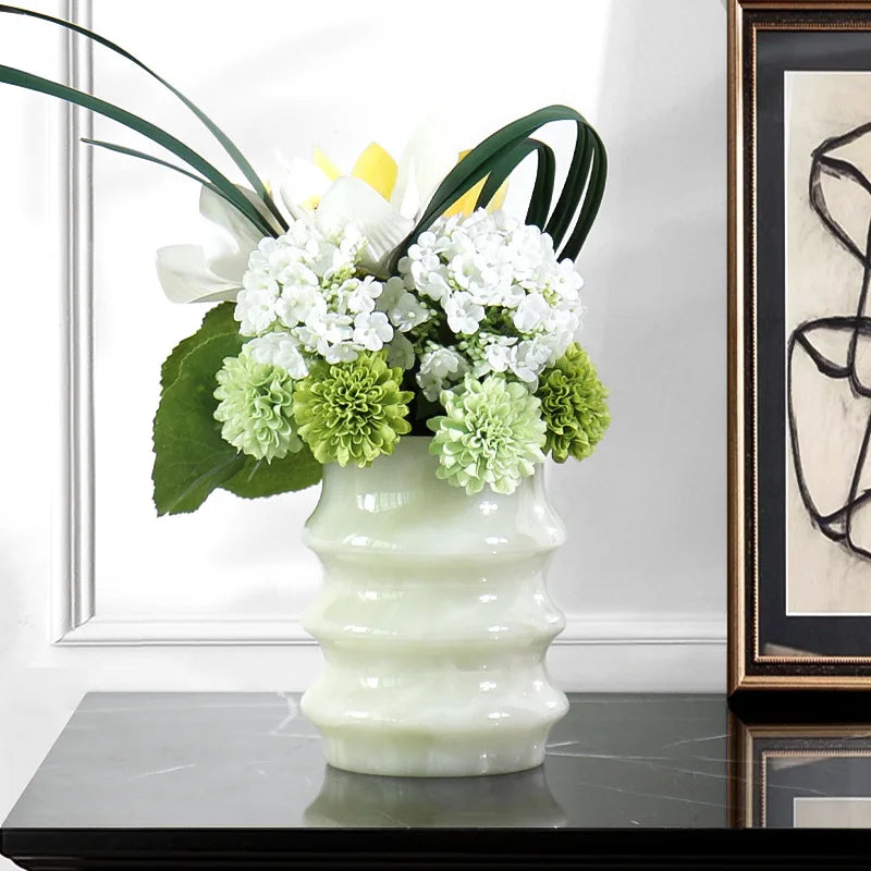 Modern Marble Small Flower Vase Decorative Desktop Display Ornament