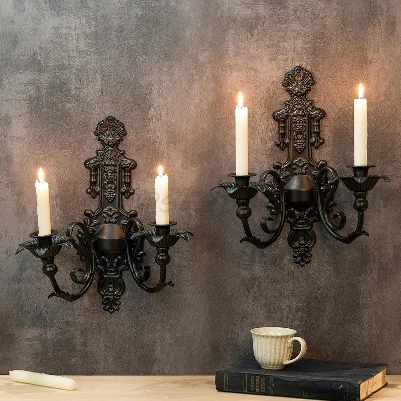 Vintage Iron Wall Mounted Candlestick Pendant Candle Holder for Home Decor