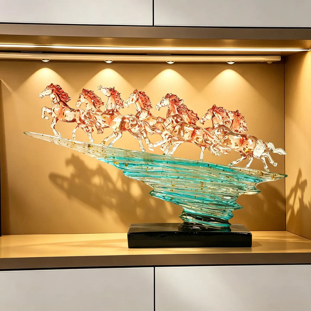 Modern Luxury Transparent Resin Horse Sculpture Tabletop Ornament for Home Decor