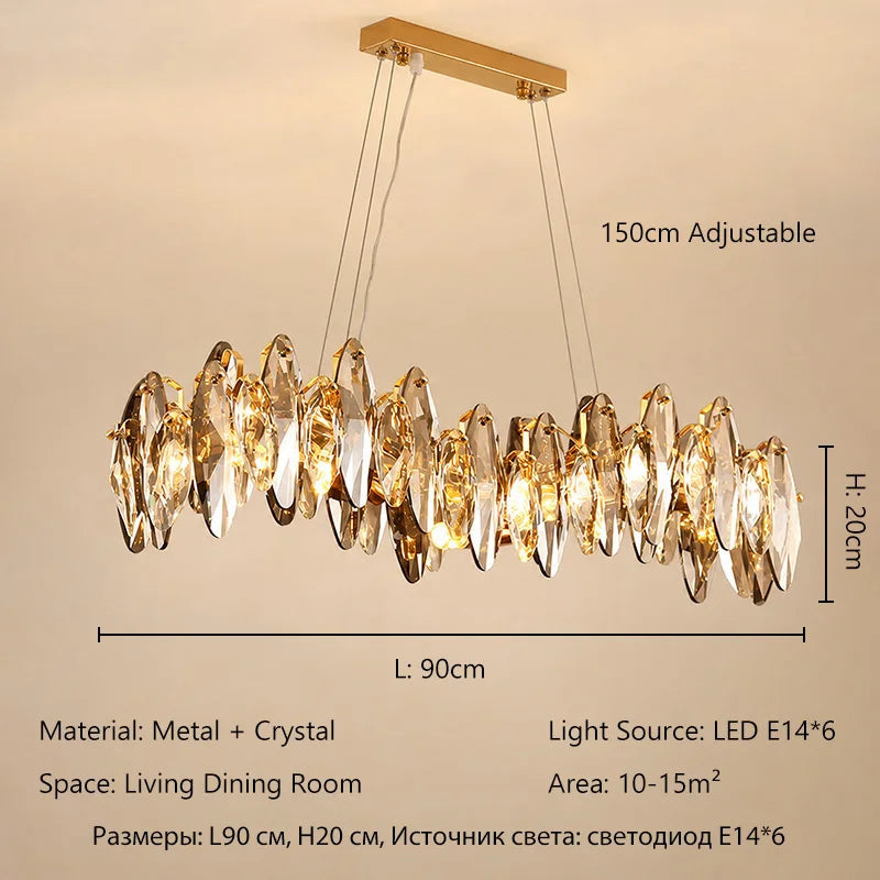 Modern Luxury Crystal Chandelier LED Pendant Light Living Room Dining Room