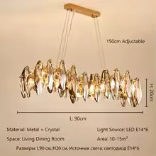 Modern Luxury Crystal Chandelier LED Pendant Light Living Room Dining Room