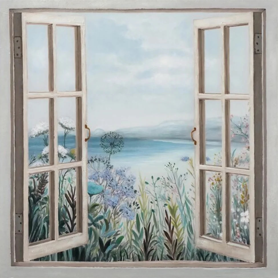 Modern 3D Open Window Landscape Canvas Painting Poster for Home Decor