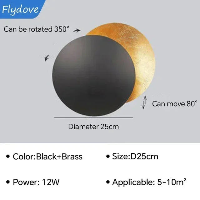 Modern 25 cm Rotatable Solar Eclipse Wall Lamp for Bedroom Living Room Light