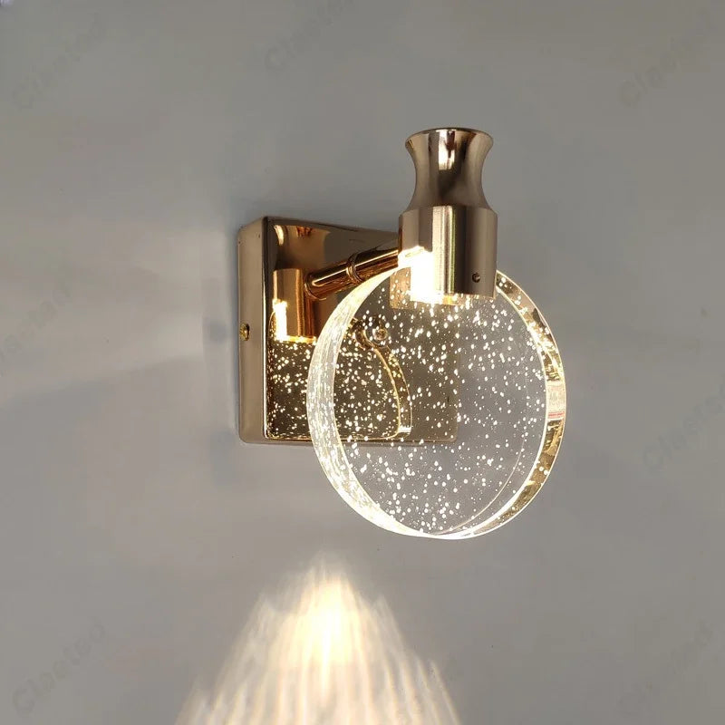 Modern Crystal LED Wall Lamp Indoor Lighting Living Room Bedroom Study