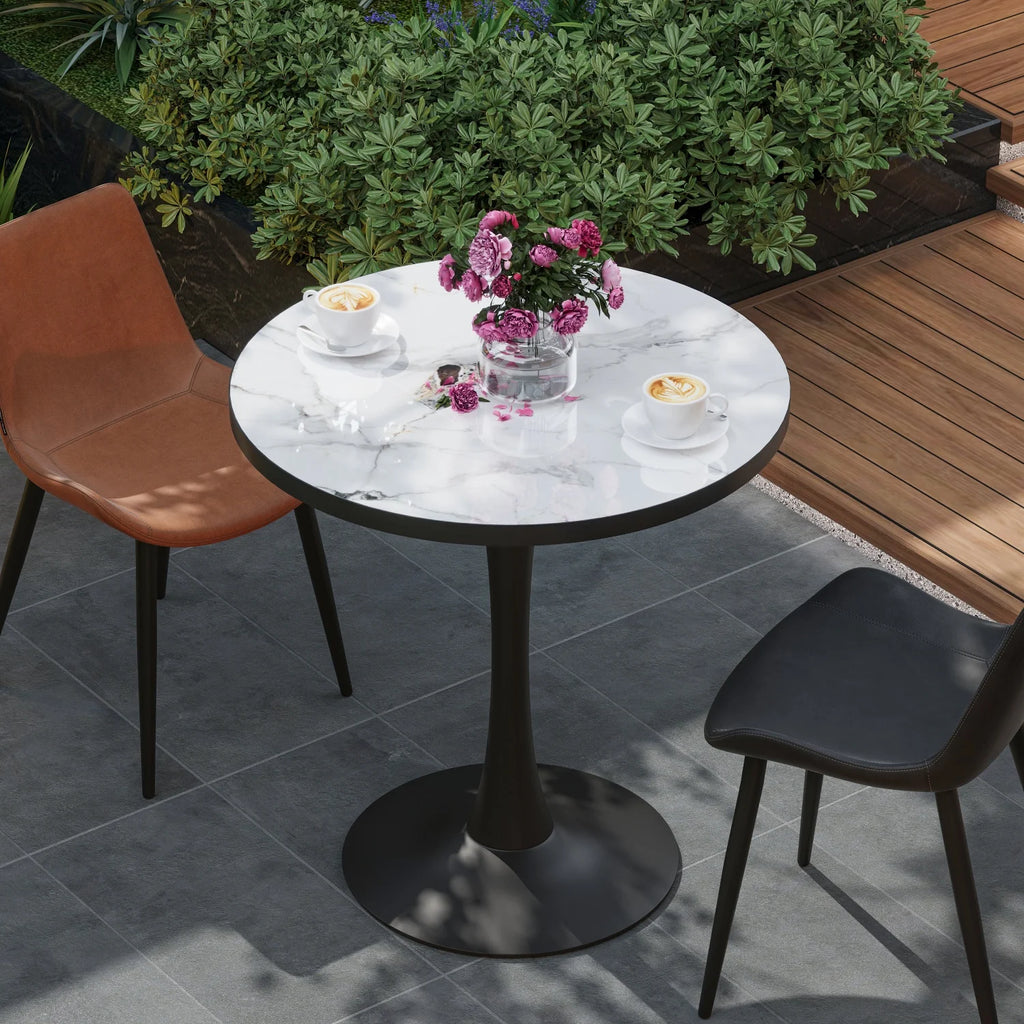 77cm Round Dining Table for 2-3 People Sintered Stone Top Stable Base Coffee Table Circle Kitchen Tables Chairs Not Included