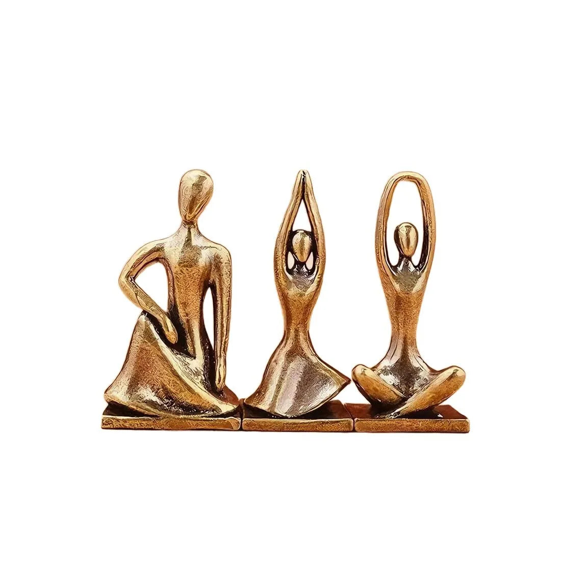 Modern Brass Yoga Girl Sculpture Tabletop Figurine for Home Decor