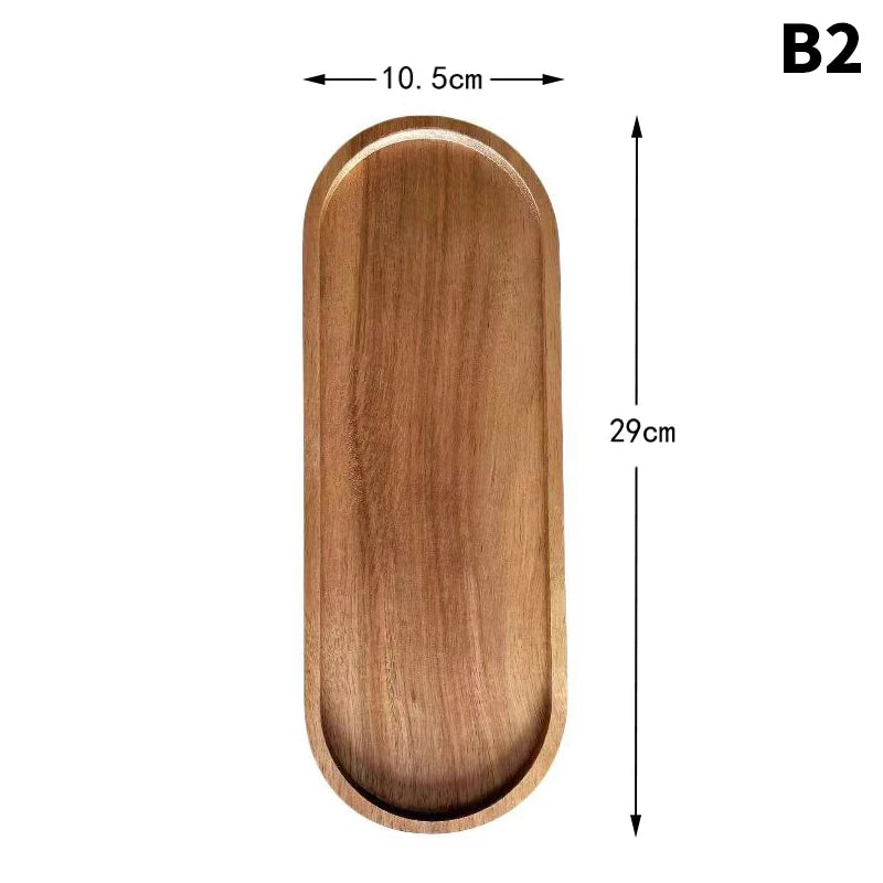 Japanese Style Solid Wood Food Plate Serving Tray Home Decor