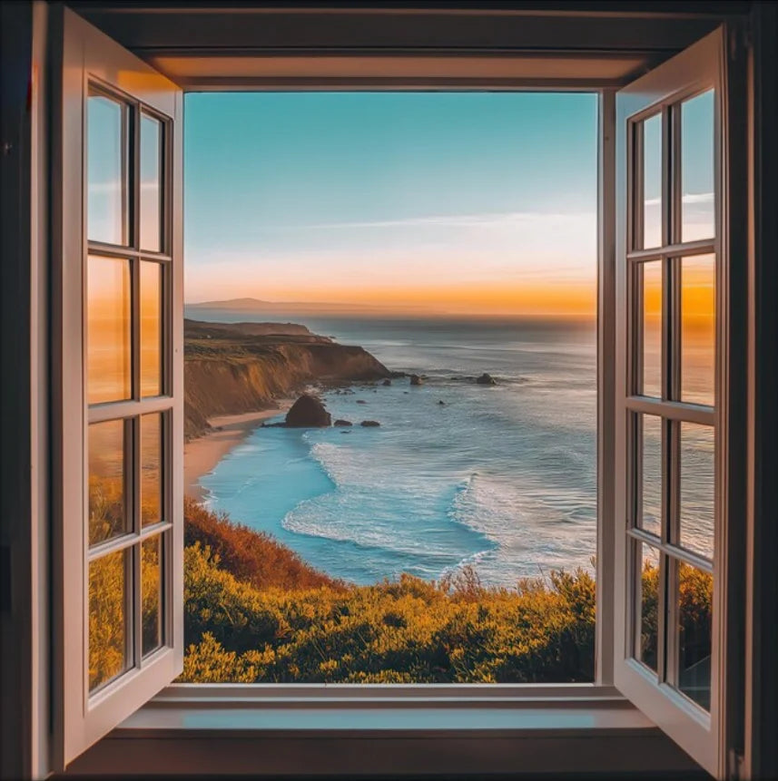 Modern 3D Open Window Landscape Canvas Painting Poster for Home Decor