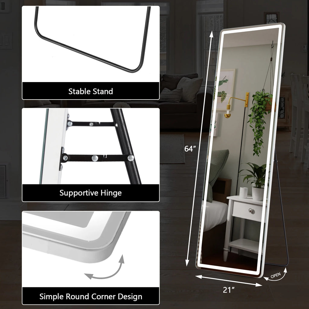 Modern LED Full Length Standing Mirror for Home Decor