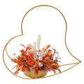 Romantic Iron Floral Basket Stand for Tabletop Decor