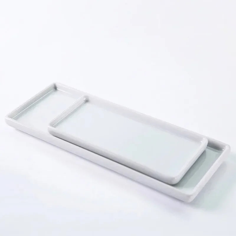 Rectangular Ceramic Storage Tray Plate for Bathroom Living Room