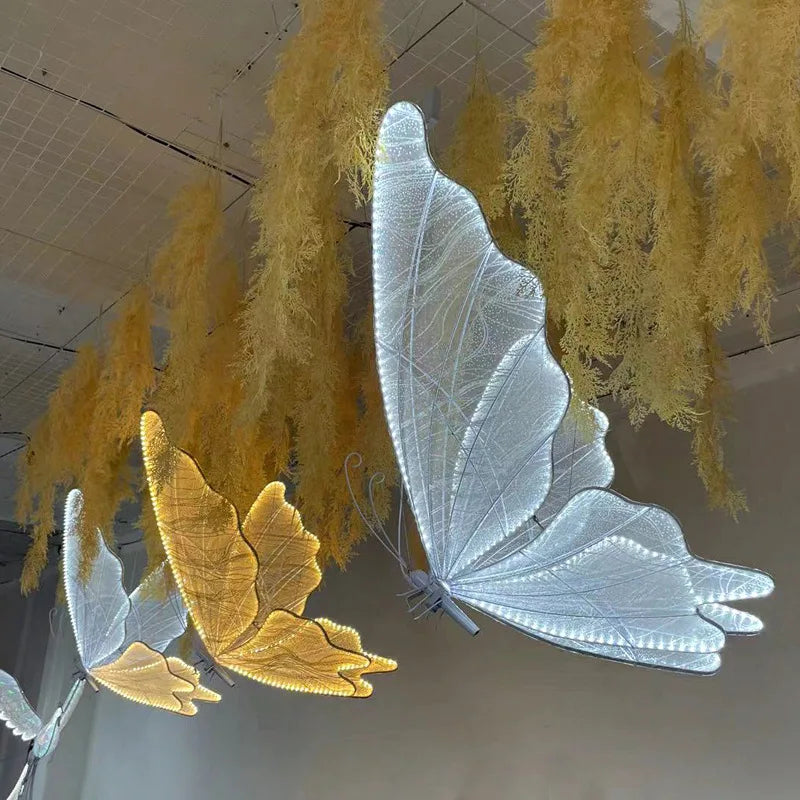 Romantic Butterfly LED Lace Chandelier for Wedding Party Stage Decoration