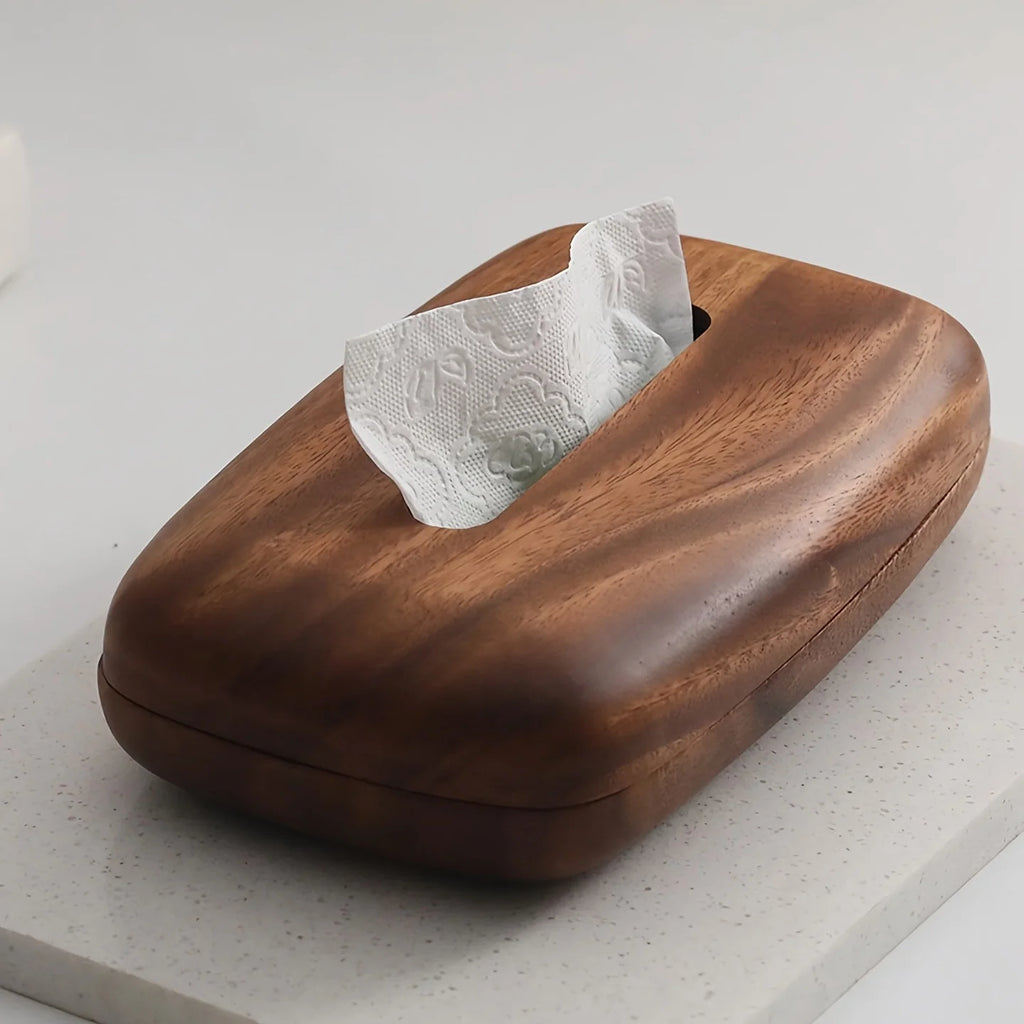 Modern Walnut Wood Tissue Box Cover Tabletop Ornament for Home Decor