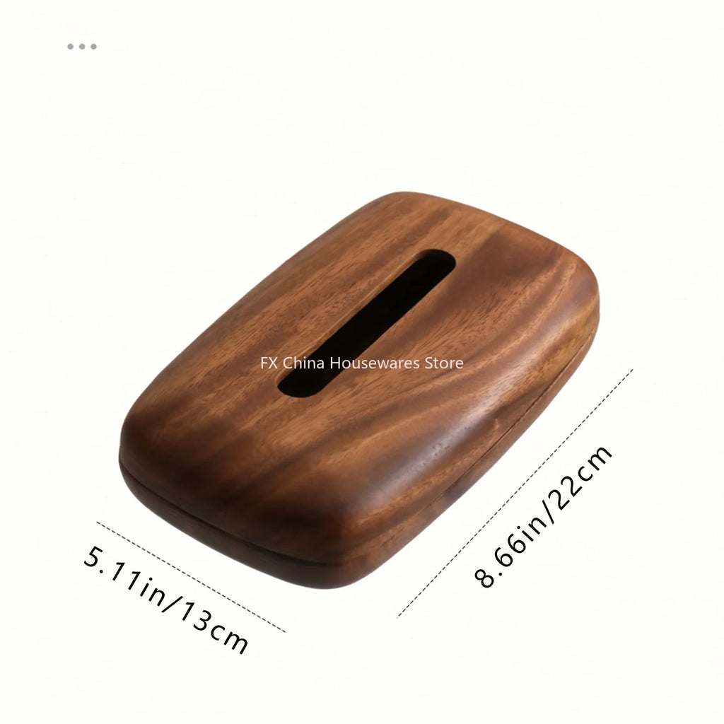 Modern Walnut Wood Tissue Box Cover Tabletop Ornament for Home Decor
