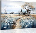 Rustic Farmhouse Landscape Canvas Painting Poster for Home Decor