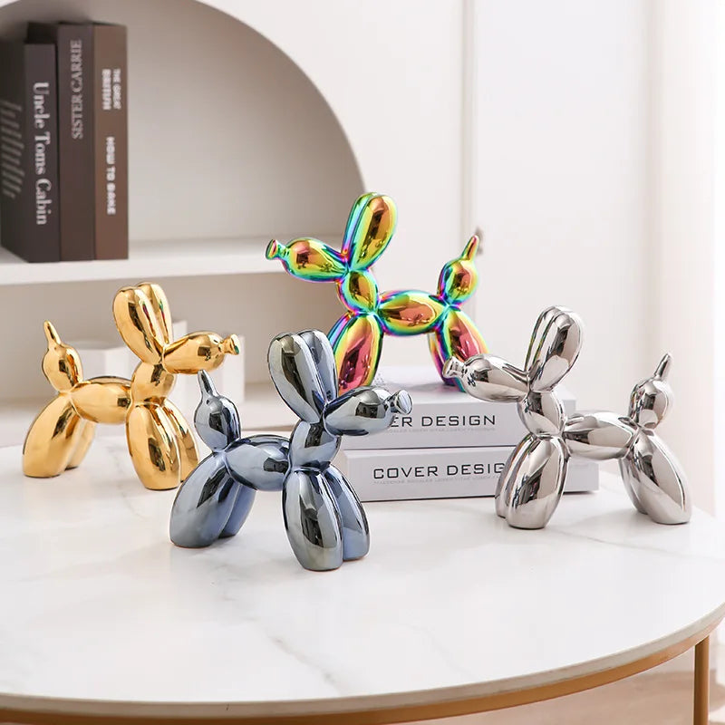 Modern Luxury Ceramic Balloon Dog Sculpture Tabletop Ornament for Home Decor