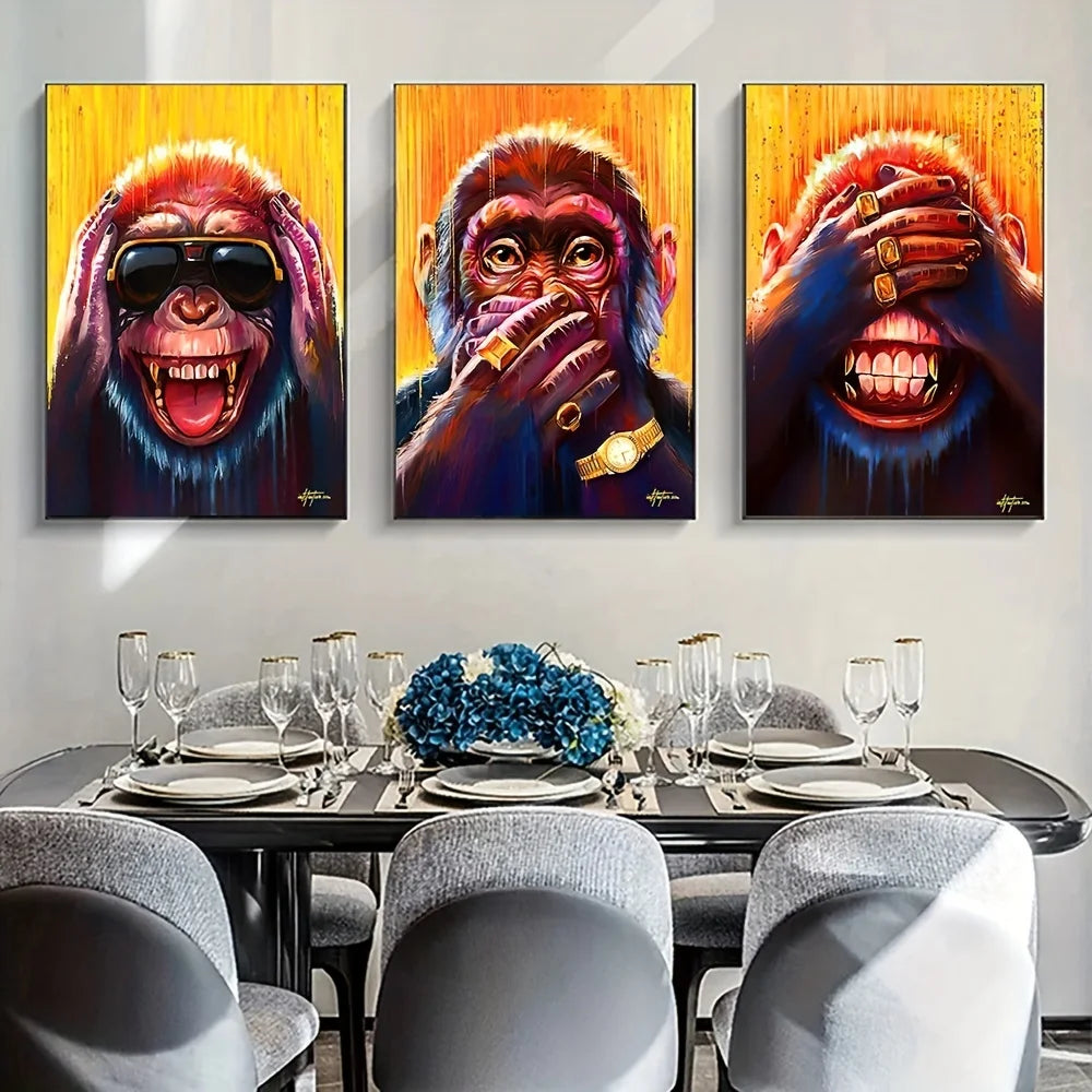 Modern Funny Animal Monkey Canvas Wall Art Print for Living Room
